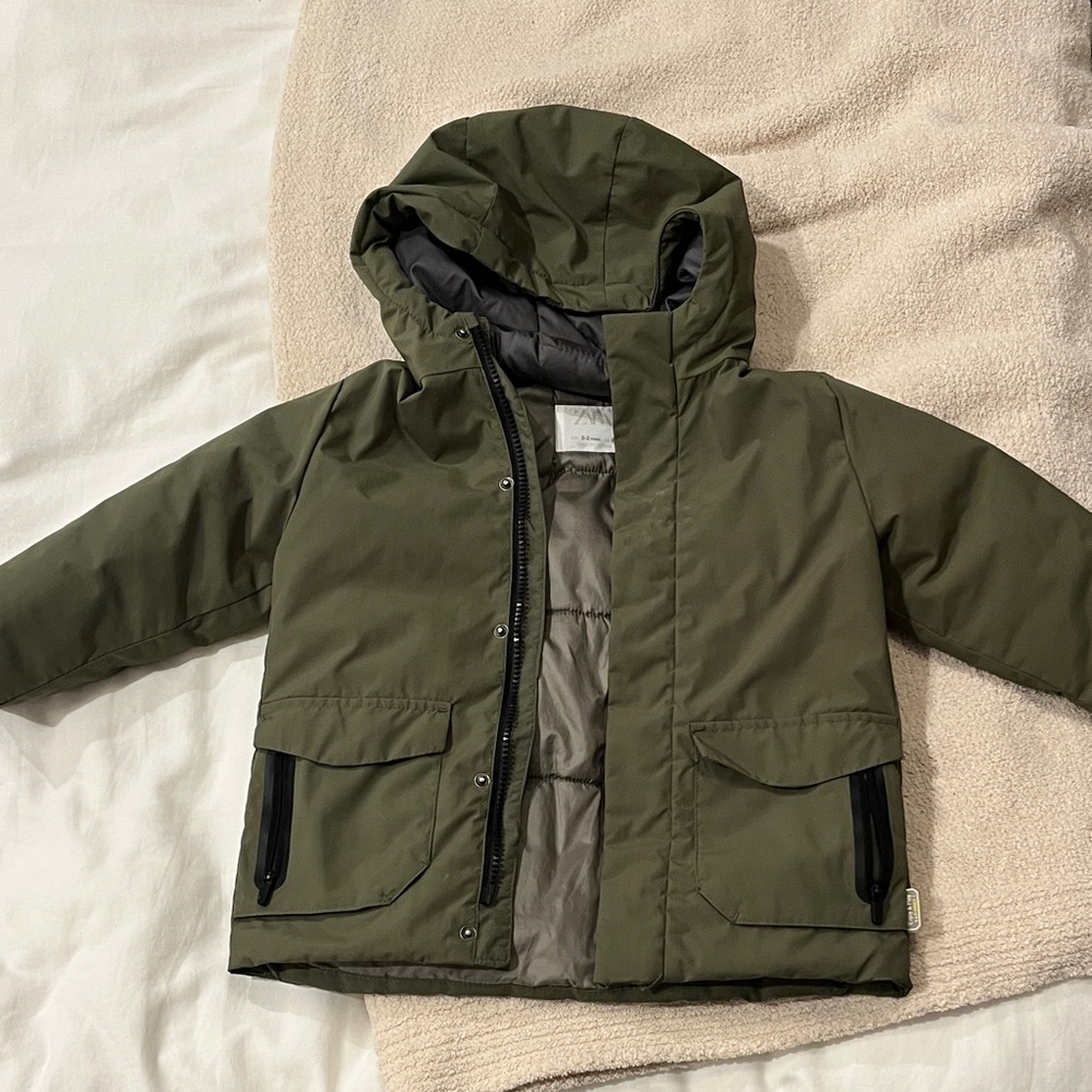 Zara Kids Olive Green Hooded Jacket